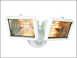 Security Sensor Light - Twin Halogen light & Motion Detector - White (150W)