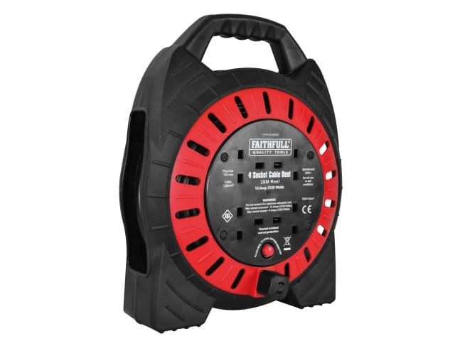 20m Semi Enclosed Cable Reel 240v – 13A – 4 Socket