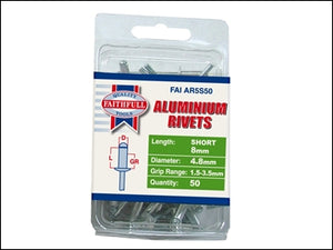 Aluminium Rivets - 5mm x 8mm (Pack 50)