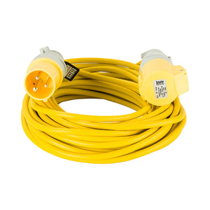 14M Extension Lead - 16A 2.5mm Cable - Yellow 110V