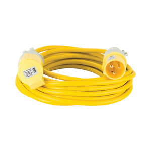 10M Extension Lead - 16A 2.5mm Cable - Yellow 110V