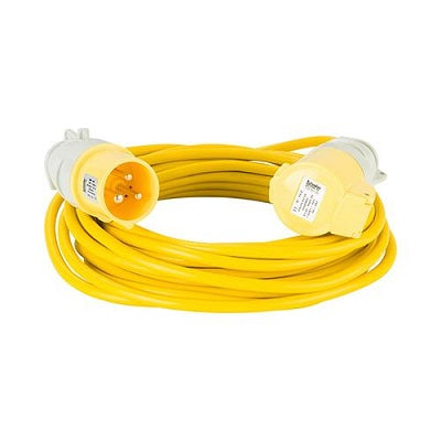 10M Extension Lead - 16A 1.5mm Cable - Yellow 110V