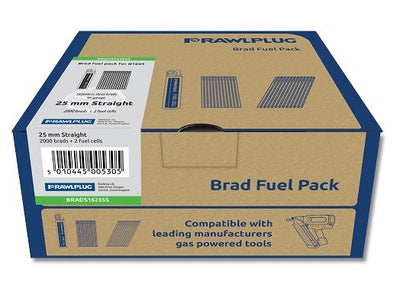 Rawl Straight Brad Nails 16x50mm x 2000PK Stainless St Incl. 2 Fuel Cells (Paslode Compatible)
