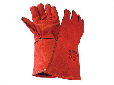Welding Gauntlet - Red Leather