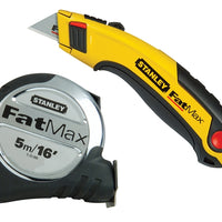 Stanley FatMax Tape Measure 5m/16ft (Width 32mm) & Retractable Utility Knife - STA533886AV